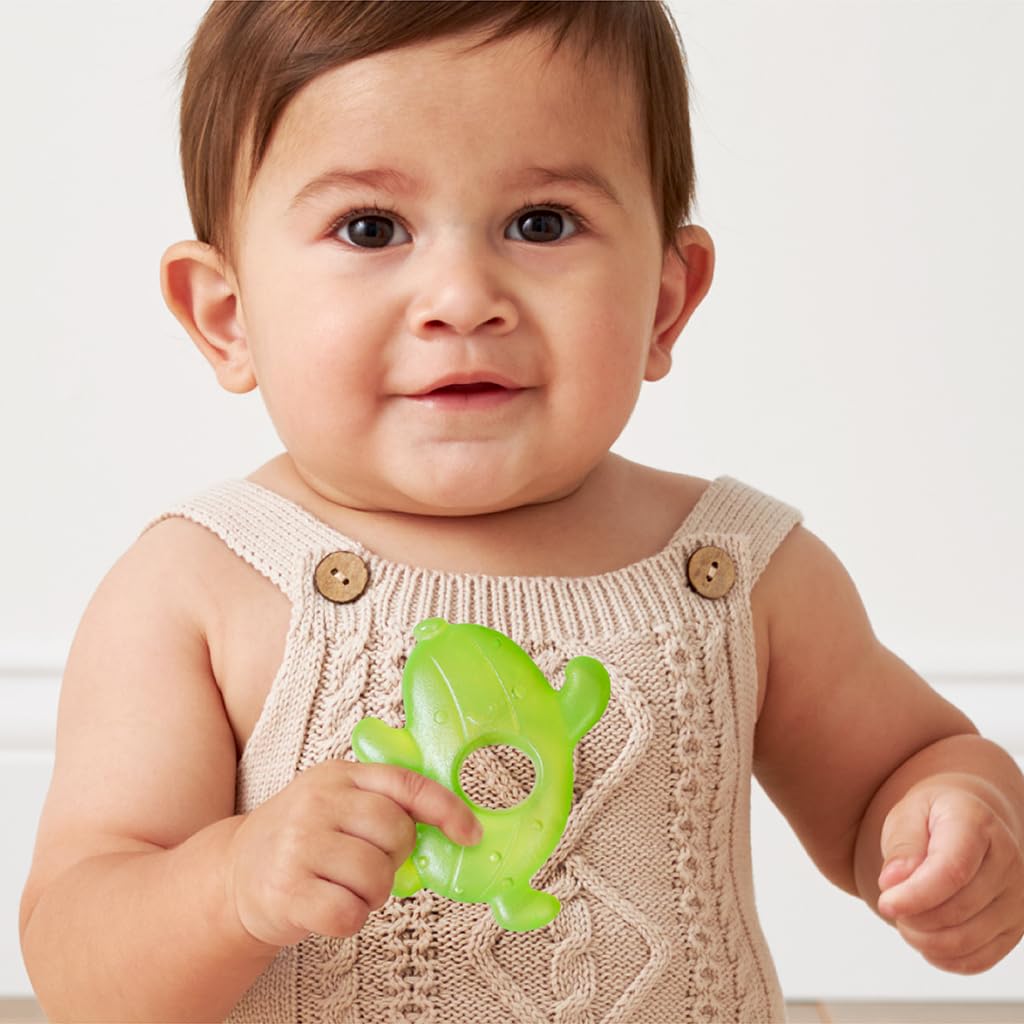 Itzy Ritzy Water-Filled Teethers - Cold Cutie Coolers Textured On Both Sides to Massage Sore Gums & Emerging Teeth - Can Be Chilled in Refrigerator, Set of 3 Green Cactus Water Teethers