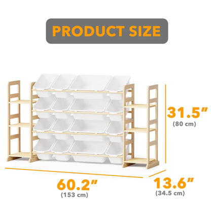 SpaceAid Toy Storage Organizer with 6 Shelves and 12 Bins, Bookshelf/Bookcase, Kids Bin Shelf, Toys Box for Playroom Organization for Bedroom & Room Decor, White, 52.3" W