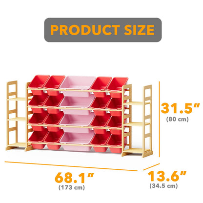 SpaceAid Toy Storage Organizer with 6 Shelves and 12 Bins, Bookshelf/Bookcase, Kids Bin Shelf, Toys Box for Playroom Organization for Bedroom & Room Decor, White, 52.3" W