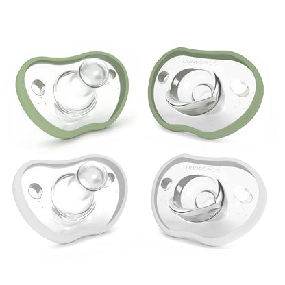 Nanobebe Active Baby Pacifiers 4-36 Months - Orthodontic, Lightweight and Vented, Curves Comfortably with Face Contour, 100% Silicone - BPA Free, Perfect Baby Registry Gift 4pk, White/Pink