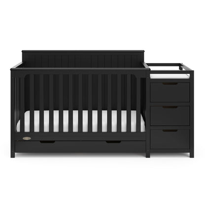 Graco Hadley 5-in-1 Convertible Crib & Changer – GREENGUARD Gold Certified, Fits Standard Crib Mattress, Converts to Toddler Bed and Full Bed, 4 Adjustable Mattress Heights (Pebble Gray)