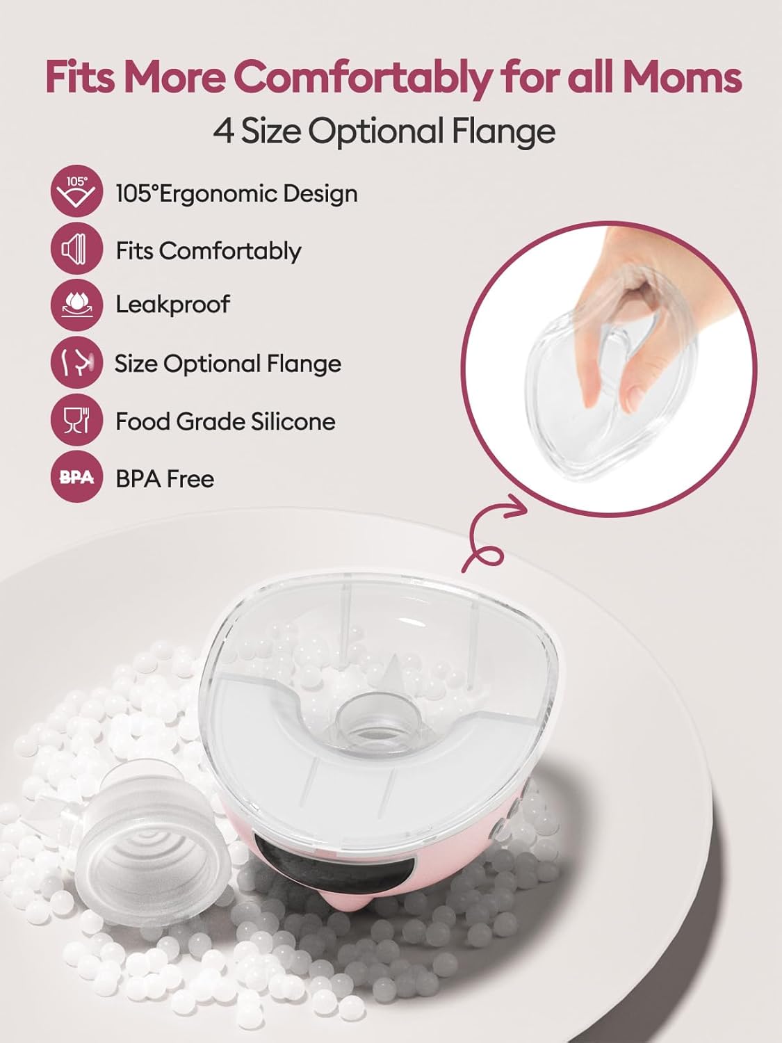 Hands Free Breast Pump, Wearable Breastfeeding Pump with 4 Mode & 9 Level, Strong Suction, Painless, Anti-Backflow, BPA Free, Portable Electric Breast Pumps with 17/19/21/24MM Flanges