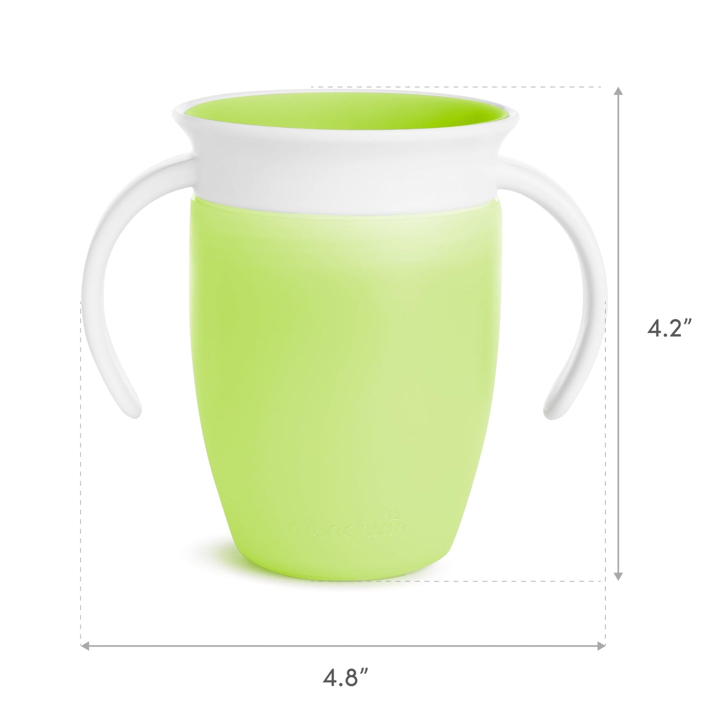 Munchkin Miracle 360 Sippy Cup for 6 Month Old, Spill Proof Baby and Toddler Cups with Transition Handles, 7 Ounce, 2 Pack, Blue/Green