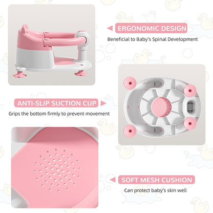 Baby Bath Seat for Babies 6 Months & up, Non-Slip Toddler Bath Seats for Babies Sitting Up, Safe Infant & Newborn Bathtub Chair with 4 Suction Cups & Soft Cushion for Shower,Blue