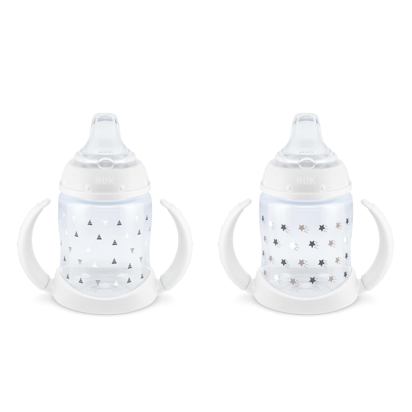 NUK Learner Cup, 6+ Months, Fun Fruits and Animals, Amazon Exclusive Collection, 5 Oz, Pack of 2 – BPA Free, Soft Spout, Spill Proof Sippy Cup
