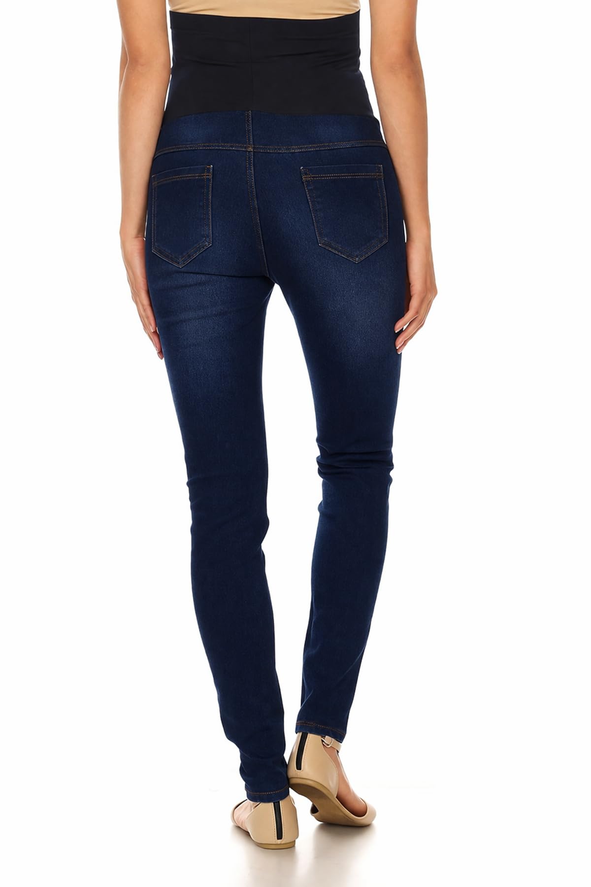 Women's Maternity Jeans Jeggings Full-Panel Pull-On Ripped Distressed Stretchy Skinny Denim Pant