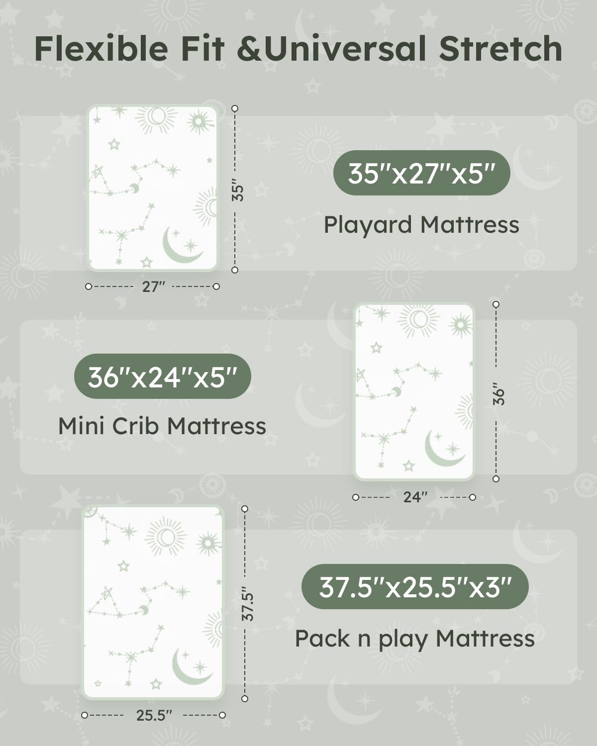 Unnivoll Baby Crib Sheets for Boys Girls, 28x52x8in Fitted Crib Sheet Neutral 3 Pack for Standard Crib and Toddler Mattress, Breathable Soft Microfiber Baby Sheet Blue Gray Planet
