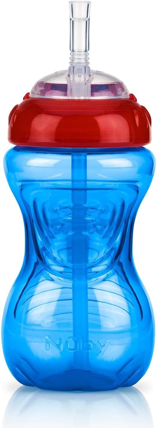 Nuby No-Spill Sippy Cup with Flex Straw - (3-Pack) 10-Ounce Bottles - Sippy Cups for Toddlers 12+ Months - Neutral Color Training Cups for Toddlers