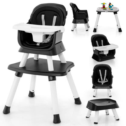 HONEY JOY 8 in 1 Baby High Chair, Convertible Highchair for Babies and Toddlers/Table and Chair Set/Building Block Table/Booster Seat/Stool/Toddler Chair with Safety Harness (Wave Gray)