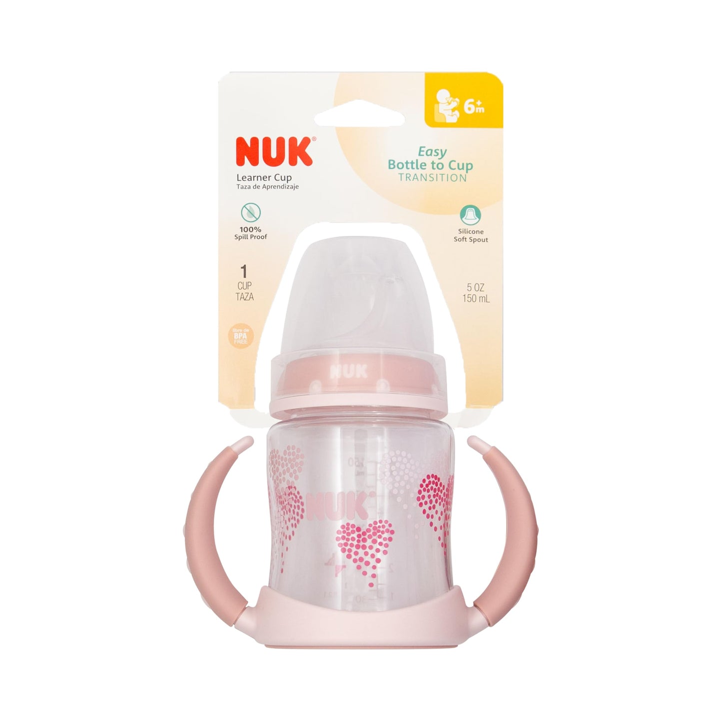 NUK Learner Cup, 6+ Months, Fun Fruits and Animals, Amazon Exclusive Collection, 5 Oz, Pack of 2 – BPA Free, Soft Spout, Spill Proof Sippy Cup