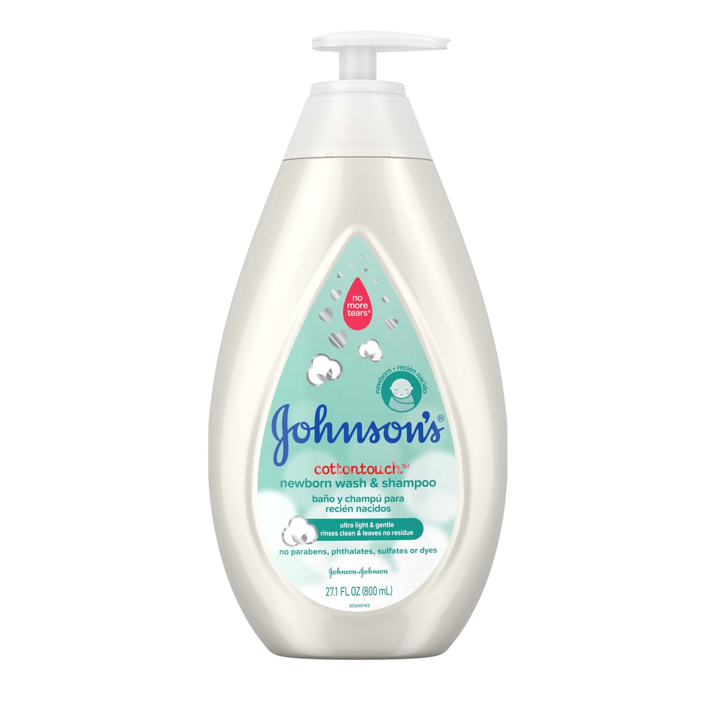 Johnson's CottonTouch Newborn Baby Body Wash & Shampoo, Gentle & Tear-Free, Made with Real Cotton, Gently Washes Away Dirt & Germs, for Sensitive Skin, Baby Essentials, 13.6 fl. oz