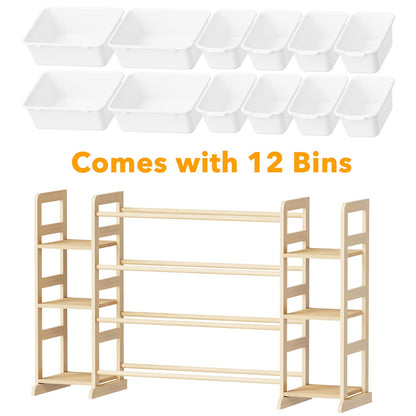 SpaceAid Toy Storage Organizer with 6 Shelves and 12 Bins, Bookshelf/Bookcase, Kids Bin Shelf, Toys Box for Playroom Organization for Bedroom & Room Decor, White, 52.3" W
