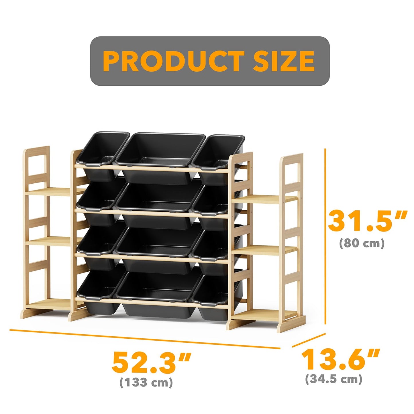 SpaceAid Toy Storage Organizer with 6 Shelves and 12 Bins, Bookshelf/Bookcase, Kids Bin Shelf, Toys Box for Playroom Organization for Bedroom & Room Decor, White, 52.3" W