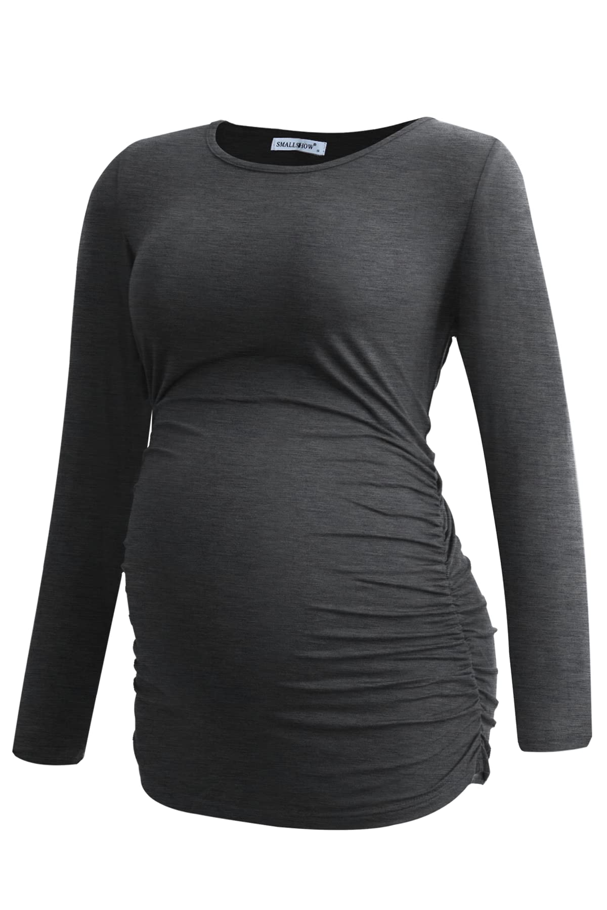 Smallshow Women's 4 Pack Maternity Shirts Long Sleeve Ruched Pregnancy Clothes Tops