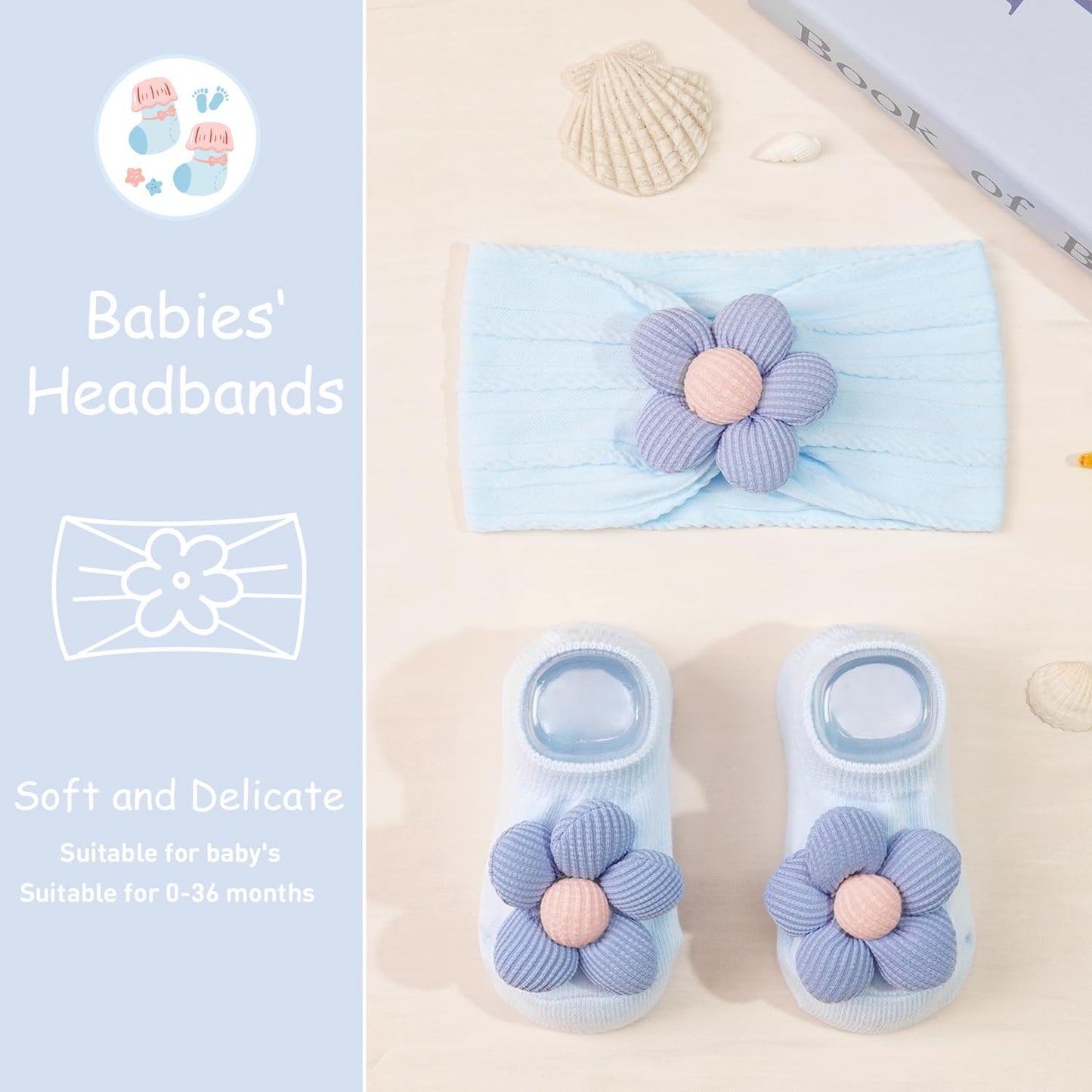 CÉLLOT 5 Pcs Baby Flower Headbands Baby Girls Nylon Headbands Soft Hairbands Hair Accessories for Newborn Infant Toddler Kids