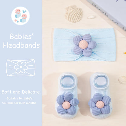 CÉLLOT 5 Pcs Baby Flower Headbands Baby Girls Nylon Headbands Soft Hairbands Hair Accessories for Newborn Infant Toddler Kids