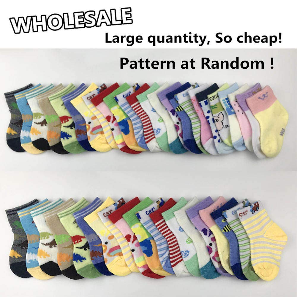 WAFUNNE 20 Pairs Baby Socks Wholesale for Infant Toddler Kids Children (Pattern at Random)
