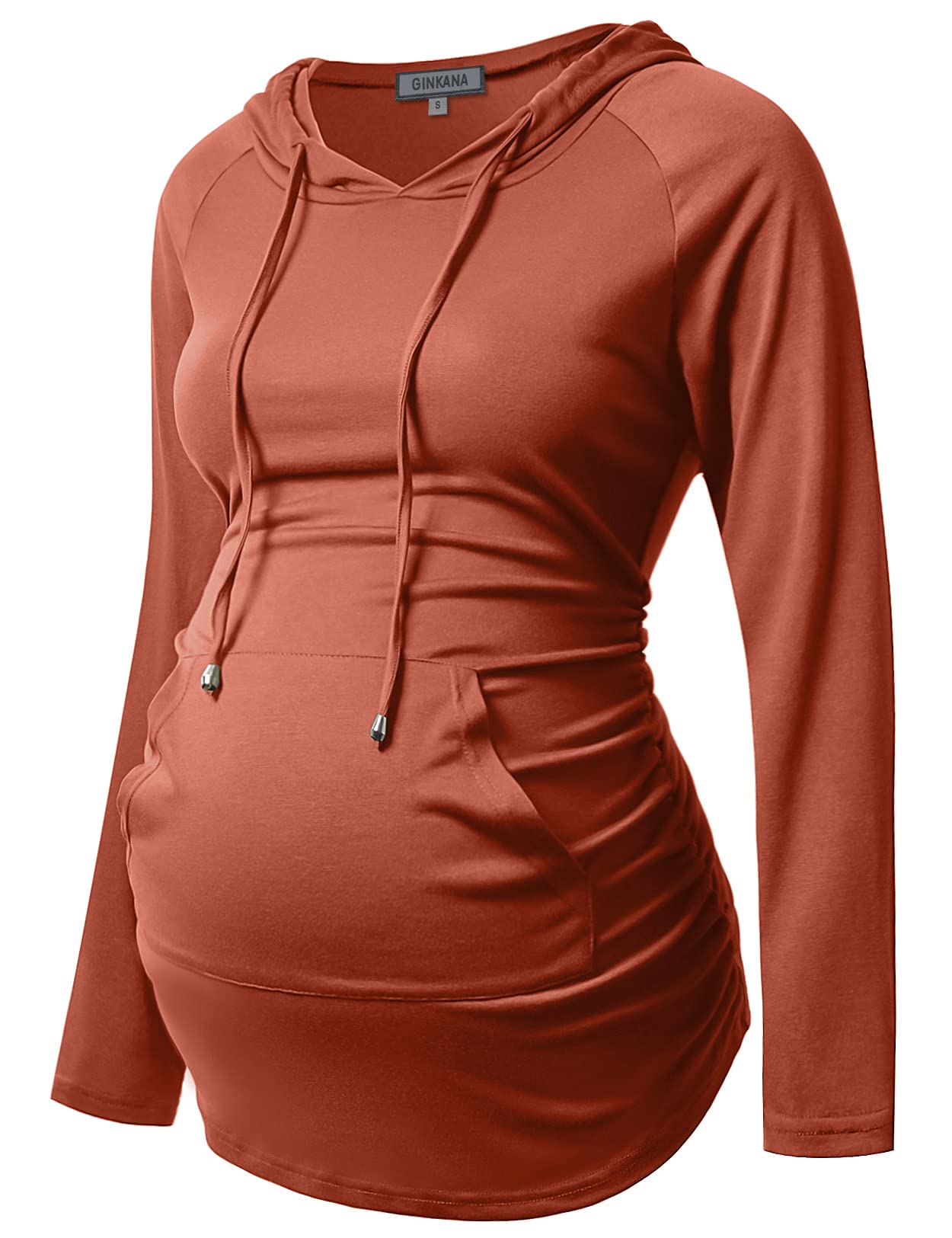 GINKANA Maternity Hoodie Long Sleeves Shirts Casual Maternity Top Pregnancy Sweatshirt Casual Clothes