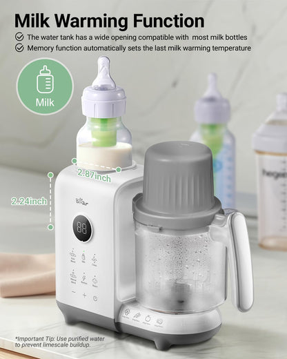 Bear Baby Food Maker with 18.5oz Dual-Layer Steam Baskets, OneStep Baby Food Processor Steamer Puree Blender Grinder Mills, Auto Cooking Grinding&Sterili-zing for Healthy Homemade Baby Food, BPA-Free