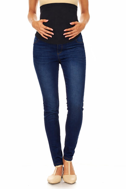 Women's Maternity Jeans Jeggings Full-Panel Pull-On Ripped Distressed Stretchy Skinny Denim Pant