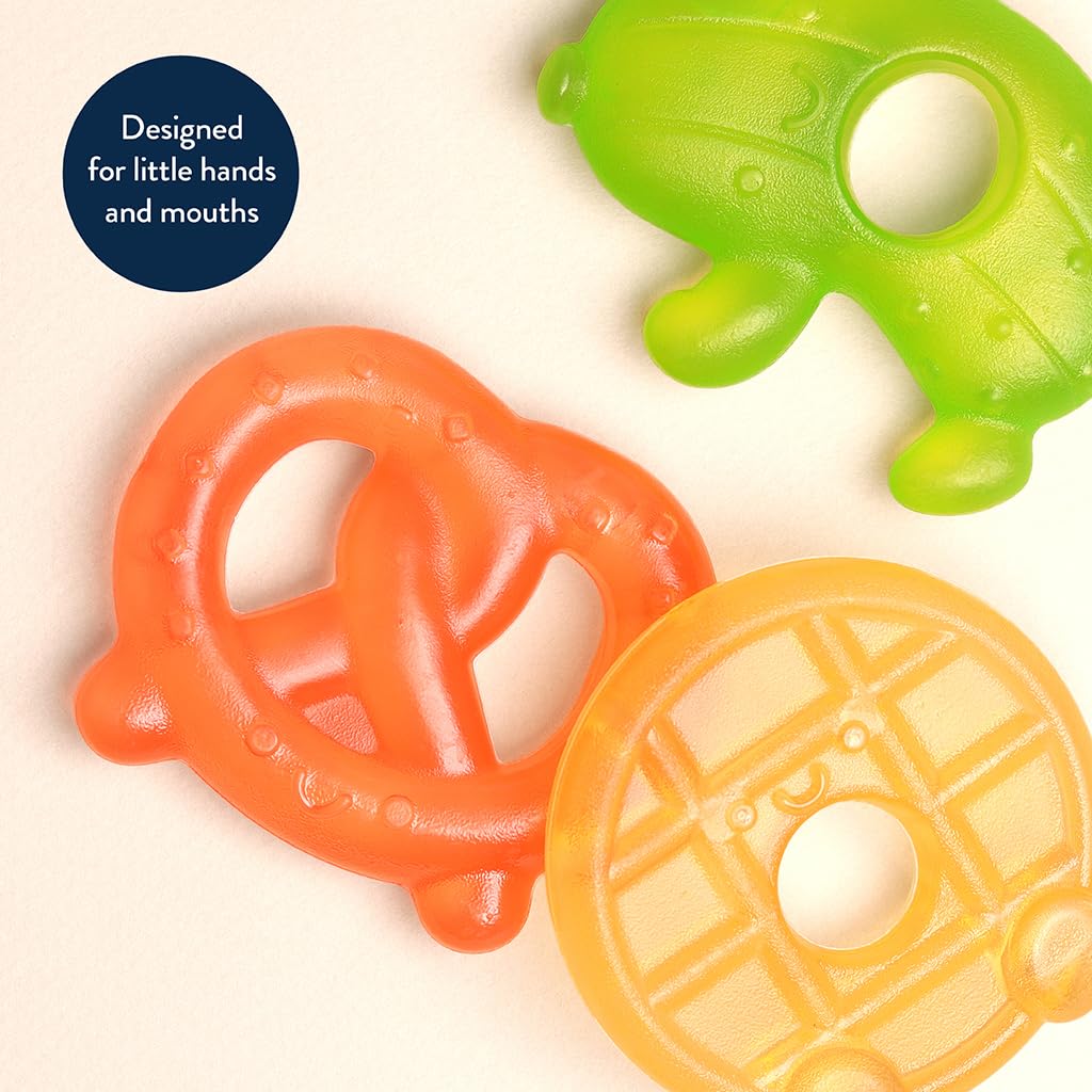 Itzy Ritzy Water-Filled Teethers - Cold Cutie Coolers Textured On Both Sides to Massage Sore Gums & Emerging Teeth - Can Be Chilled in Refrigerator, Set of 3 Green Cactus Water Teethers