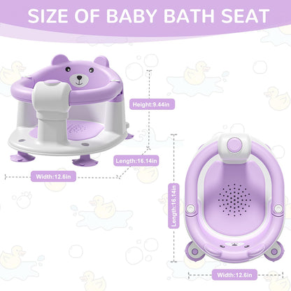 Baby Bath Seat for Babies 6 Months & up, Non-Slip Toddler Bath Seats for Babies Sitting Up, Safe Infant & Newborn Bathtub Chair with 4 Suction Cups & Soft Cushion for Shower,Blue