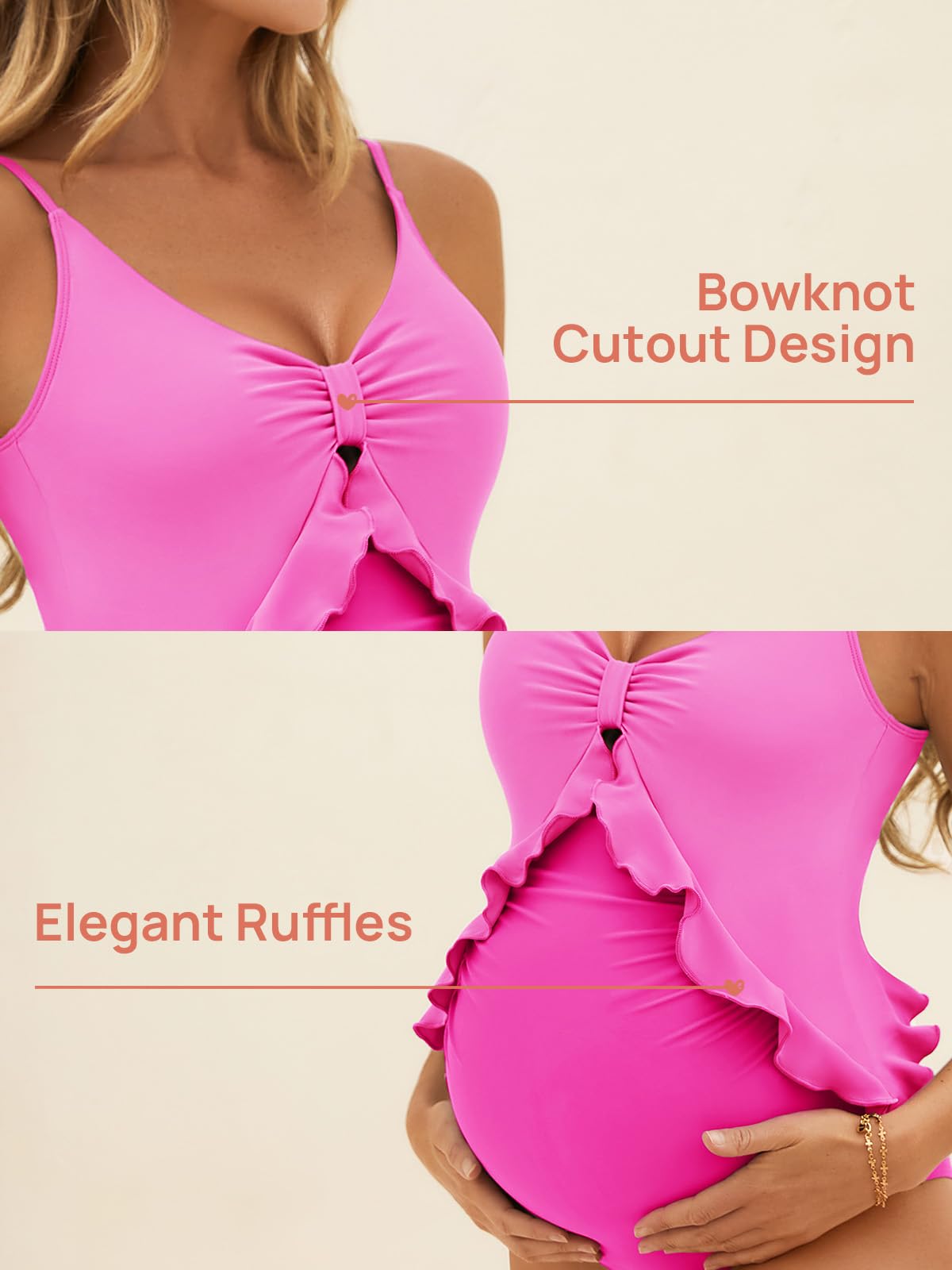 Summer Mae Maternity Swimsuit One Piece Ruffle Cutout Pregnancy Bathing Suit Lace Up Swimwear