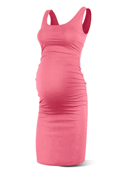 Rnxrbb S-2XL Women Summer Sleeveless Maternity Dress Pregnancy Tank Scoop Neck Mama Clothes Casual Bodycon Clothing