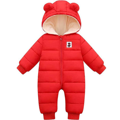 BYFRI Baby Boys Girls Snowsuit Newborn Cozy Winter Coat Infant Bear Hooded Jumpsuit Toddler Snow Outfit for 0-24 Months