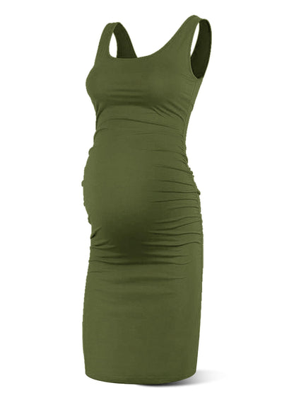Rnxrbb S-2XL Women Summer Sleeveless Maternity Dress Pregnancy Tank Scoop Neck Mama Clothes Casual Bodycon Clothing