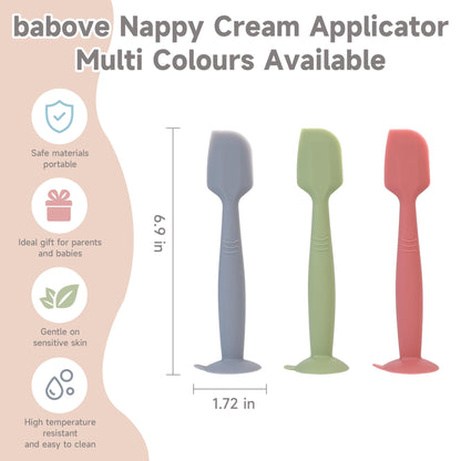 babove Baby Diaper Cream Spatula Applicator 3 Pack Butt Paste Spatula Soft Silicone,Diaper Rash Cream Applicator, Baby Essentials Must Haves Newborn Stuff (Red Green Grey)