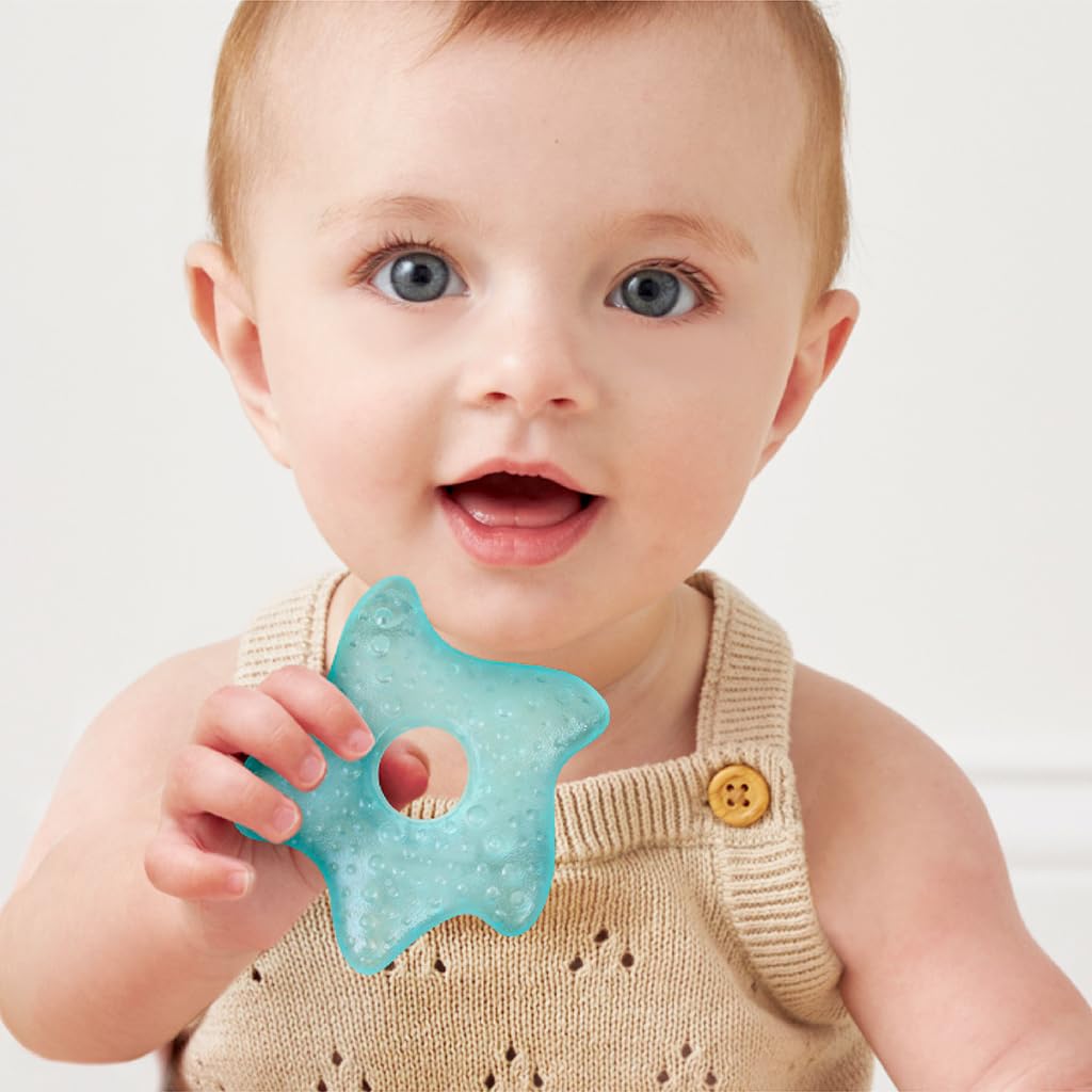 Itzy Ritzy Water-Filled Teethers - Cold Cutie Coolers Textured On Both Sides to Massage Sore Gums & Emerging Teeth - Can Be Chilled in Refrigerator, Set of 3 Green Cactus Water Teethers