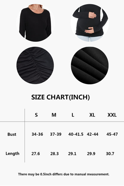 Smallshow Women's 4 Pack Maternity Shirts Long Sleeve Ruched Pregnancy Clothes Tops
