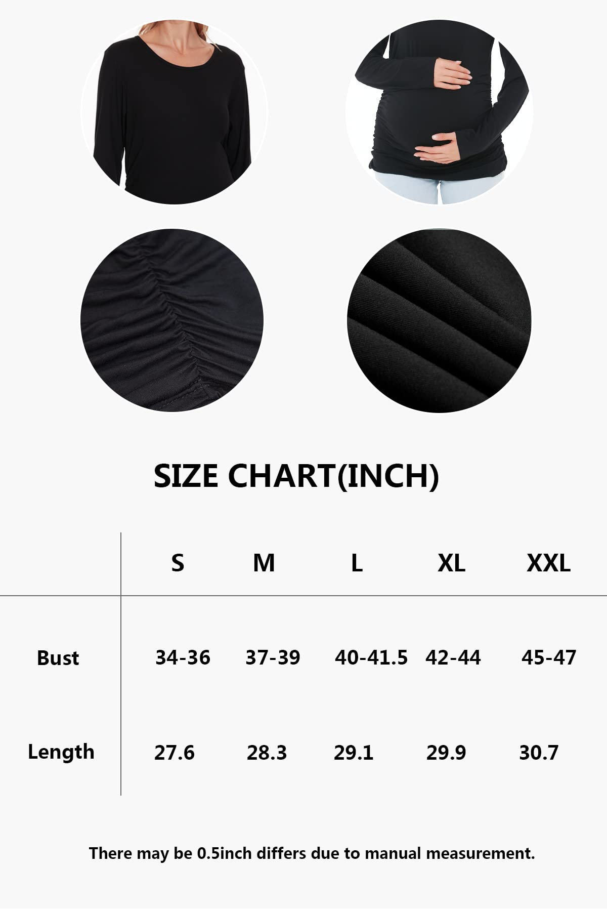 Smallshow Women's 4 Pack Maternity Shirts Long Sleeve Ruched Pregnancy Clothes Tops