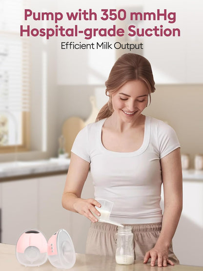 Hands Free Breast Pump, Wearable Breastfeeding Pump with 4 Mode & 9 Level, Strong Suction, Painless, Anti-Backflow, BPA Free, Portable Electric Breast Pumps with 17/19/21/24MM Flanges