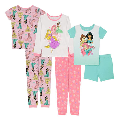 Disney Unisex Kids' 6-piece Snug-fit Cotton Matching Comfortable Pajama Set, Soft & Cute for Kids