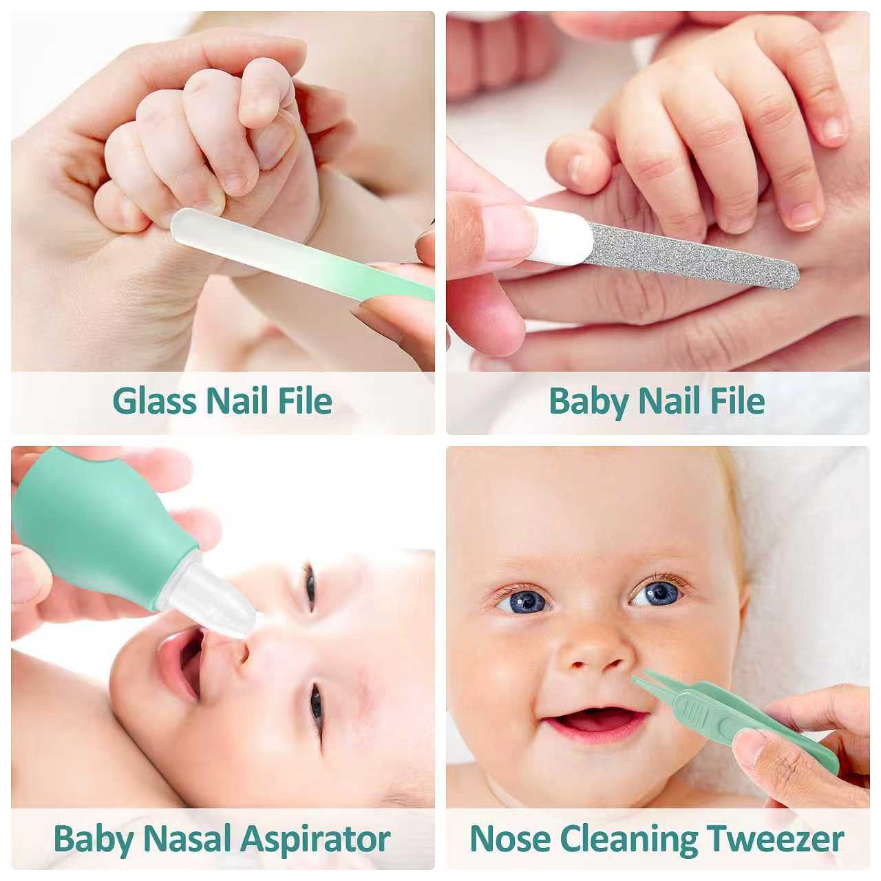 Baby Grooming Kit, Infant Safety Care Set with Hair Brush Comb Nail Clipper Nasal Aspirator,Baby Essentials Kit for Newborn Girls Boys (Pink Baby Grooming kit)