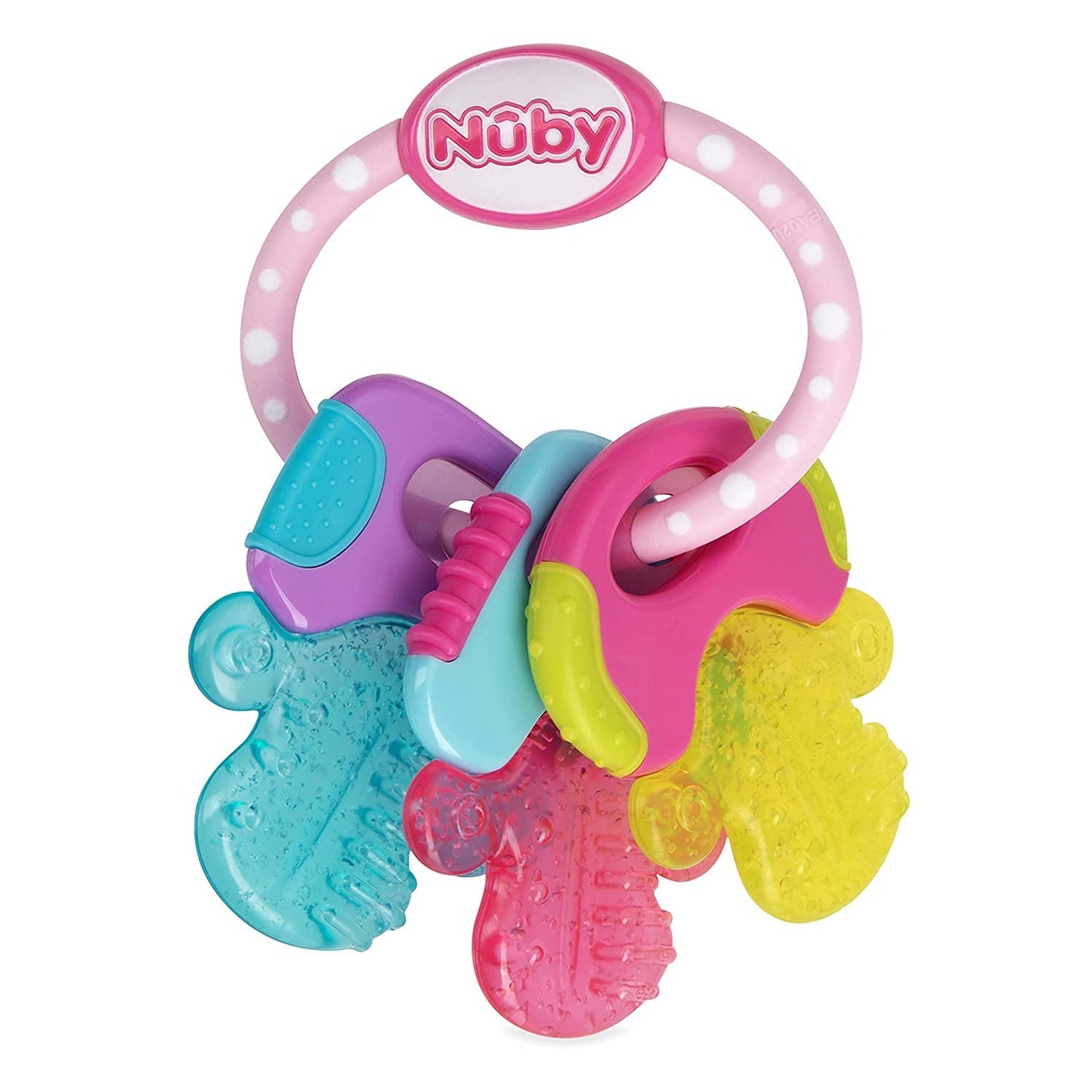 Nuby Ice Gel Teether Keys - Silicone Soothing Baby Teether Toys for Infants - Gentle for Sore Gums Colorful and Fun Toys - Safe and Durable Infant Baby Teething Toy - Blue