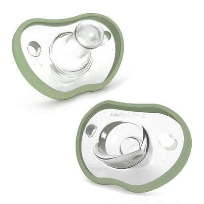 Nanobebe Active Baby Pacifiers 4-36 Months - Orthodontic, Lightweight and Vented, Curves Comfortably with Face Contour, 100% Silicone - BPA Free, Perfect Baby Registry Gift 4pk, White/Pink