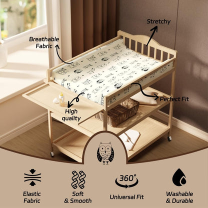 4 Pack Changing Pad Covers Woodland Forest Animals Wood Neutral Unisex Fitted Baby Changing Pad Cover Set for Baby Boys or Girls