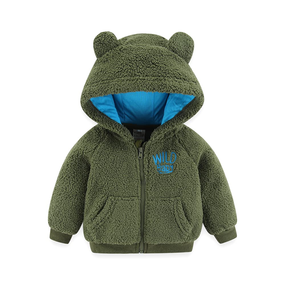 Newborn Infant Baby Boys Girls Cartoon Fleece Hooded Jacket Coat with Ears Warm Todder Kids Outwear Coat Zipper Up 0-6Y