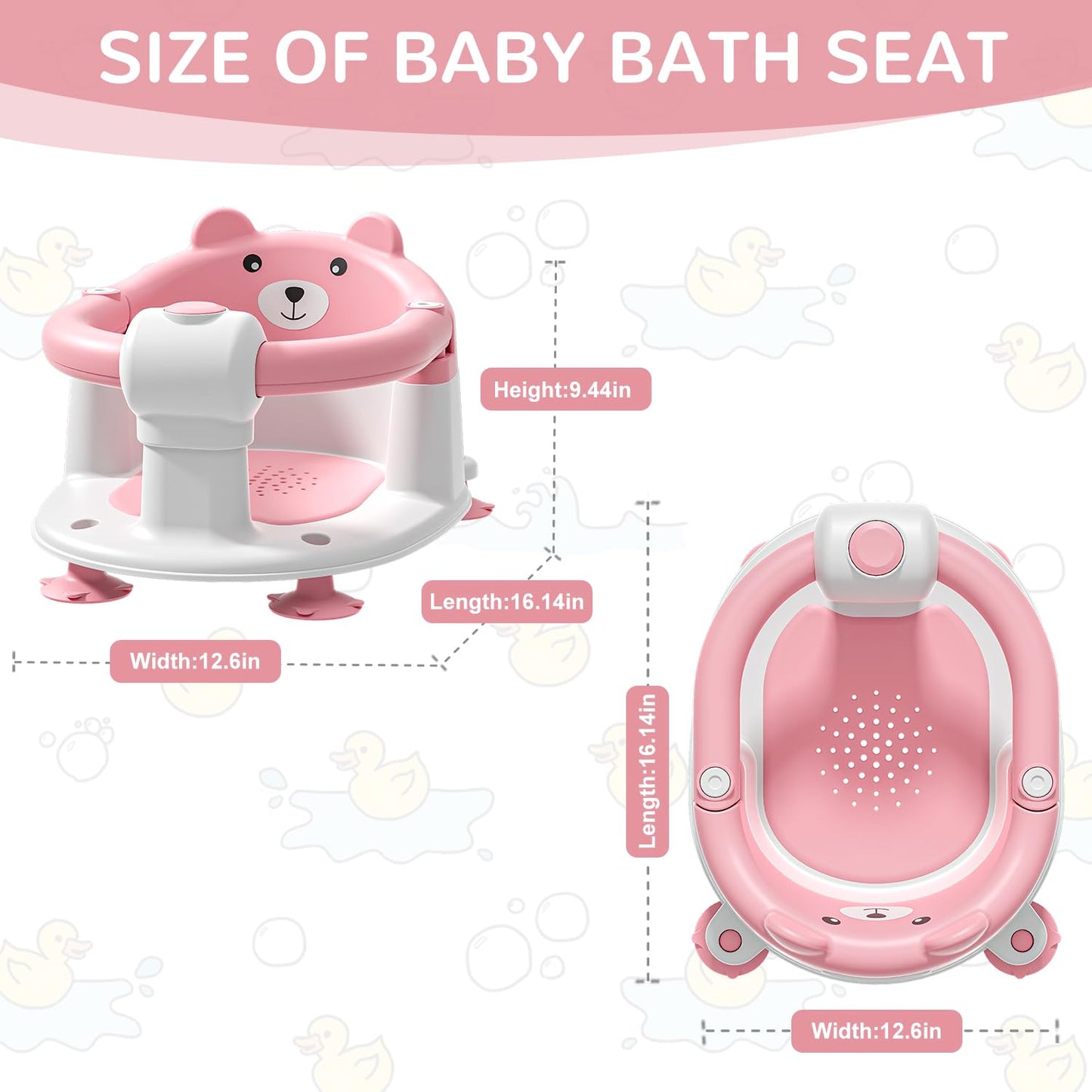 Baby Bath Seat for Babies 6 Months & up, Non-Slip Toddler Bath Seats for Babies Sitting Up, Safe Infant & Newborn Bathtub Chair with 4 Suction Cups & Soft Cushion for Shower,Blue
