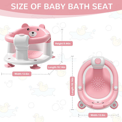 Baby Bath Seat for Babies 6 Months & up, Non-Slip Toddler Bath Seats for Babies Sitting Up, Safe Infant & Newborn Bathtub Chair with 4 Suction Cups & Soft Cushion for Shower,Blue