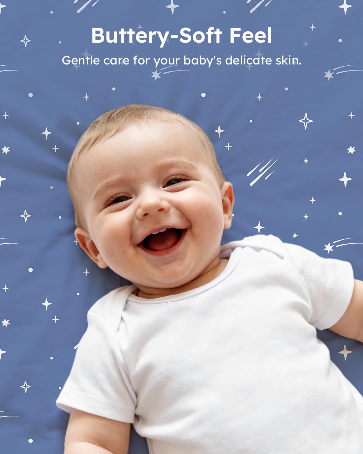 Unnivoll Baby Crib Sheets for Boys Girls, 28x52x8in Fitted Crib Sheet Neutral 3 Pack for Standard Crib and Toddler Mattress, Breathable Soft Microfiber Baby Sheet Blue Gray Planet