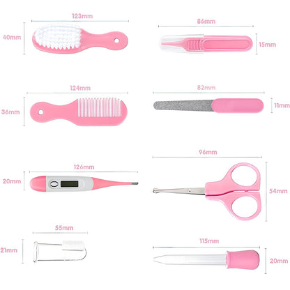 Baby Grooming Kit, Infant Safety Care Set with Hair Brush Comb Nail Clipper Nasal Aspirator,Baby Essentials Kit for Newborn Girls Boys (Pink Baby Grooming kit)