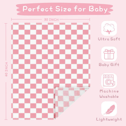 Yurhap Checkered Baby Blanket Fleece Baby Blankets for Boys, Ultra Soft Cozy Fluffy Infant Toddler Newborn Receiving Blankets for Crib Stroller, 30''x40'', Blue