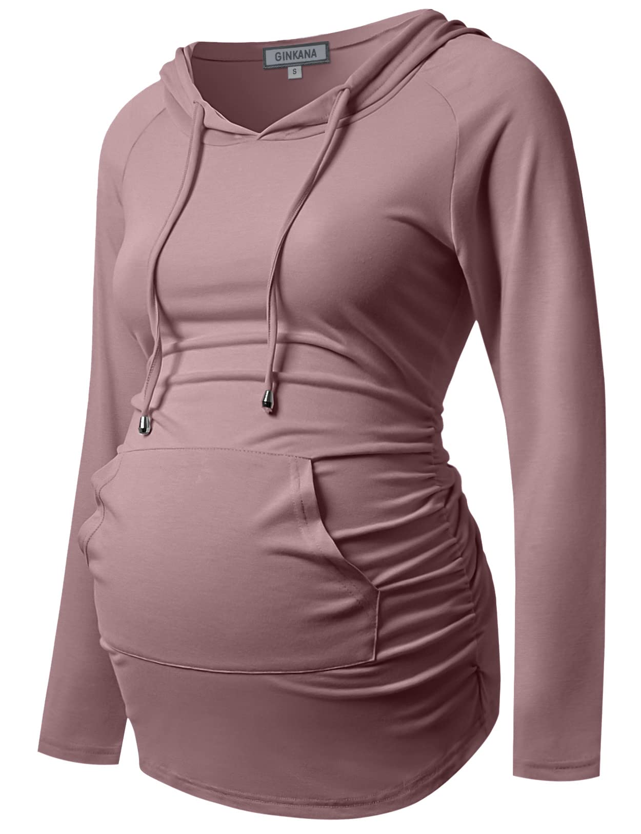 GINKANA Maternity Hoodie Long Sleeves Shirts Casual Maternity Top Pregnancy Sweatshirt Casual Clothes