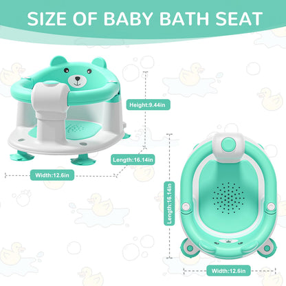 Baby Bath Seat for Babies 6 Months & up, Non-Slip Toddler Bath Seats for Babies Sitting Up, Safe Infant & Newborn Bathtub Chair with 4 Suction Cups & Soft Cushion for Shower,Blue