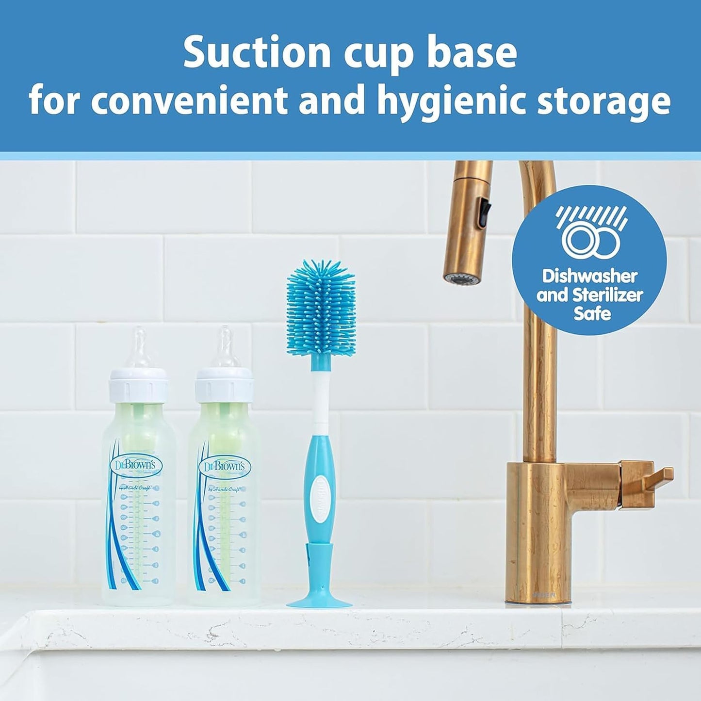 Dr. Brown's Silicone Cleaning Brush Set with Bottle, Spout, and Straw Brush, 3 Brushes to Clean Baby Bottles, Spouts, Nipples, and Straws, BPA Free – 3-Pack