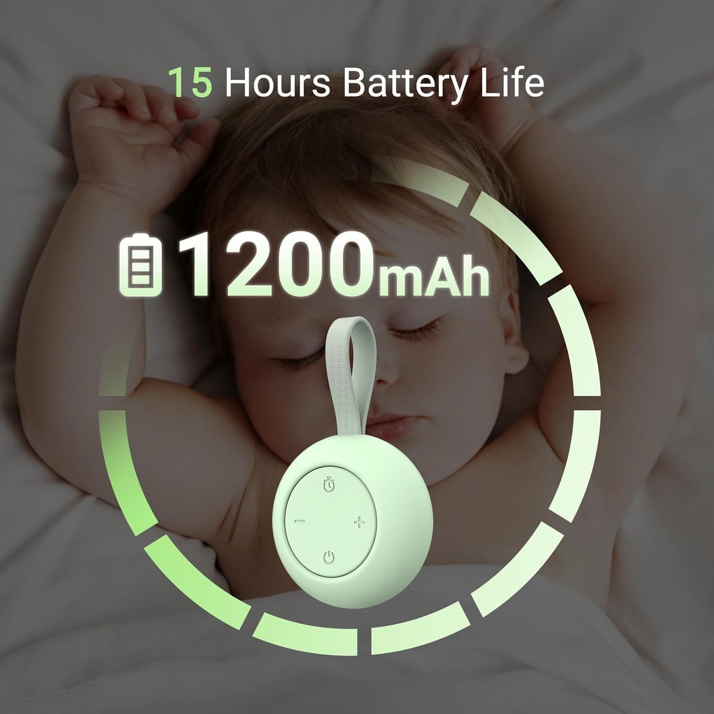 Portable Baby Sound Machine [White Noise for Babies Kids Adults][Timer Function][12 Soothing Sounds][Sleep Soother] 15 Hours Battery Life, Travel,Registry,Gifts,Shower,Clips on Baby Stroller